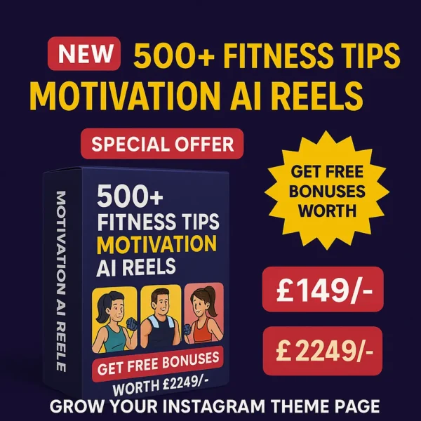 500+ Fitness Tips Motivation AI Reels Bundle – Viral Motivational Content Pack (Only ₹149)